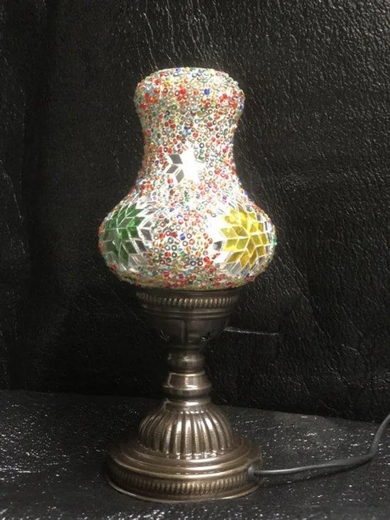 Lampe mosaïque poire faite main - Lampe de table turque artisanale 30cm