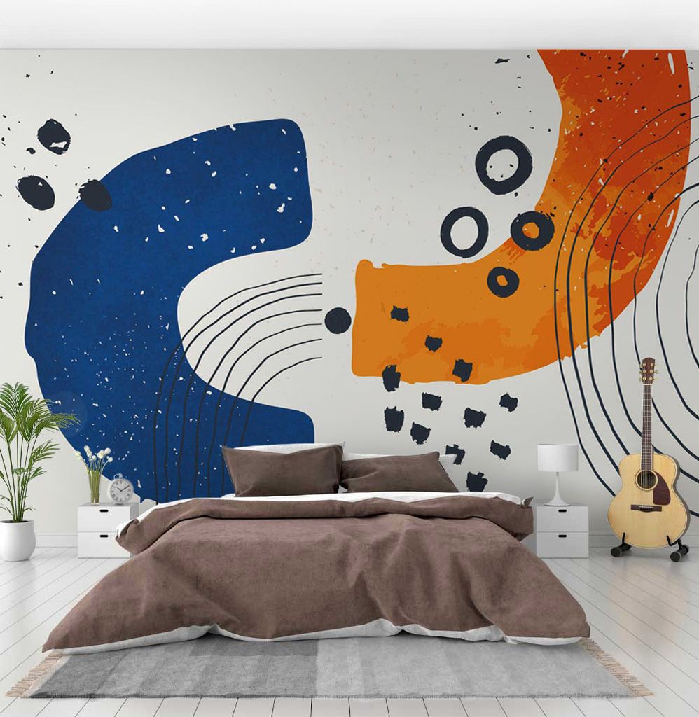 Fototapete Blaue Formen, Material:Premium Vlies 150g/qm, Größe Tapete:260 x 300cm