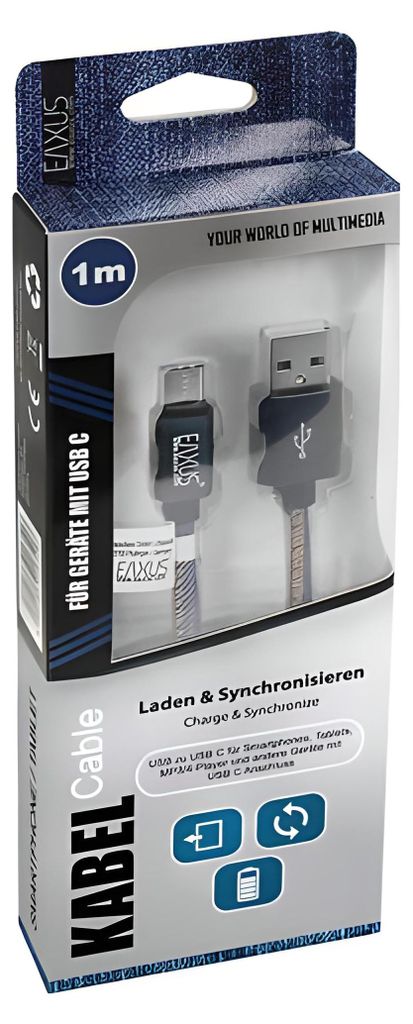 USB-C Lade- Datenkabel 1m Anti-Bruch im Jeans Design, iPad Produktbild 