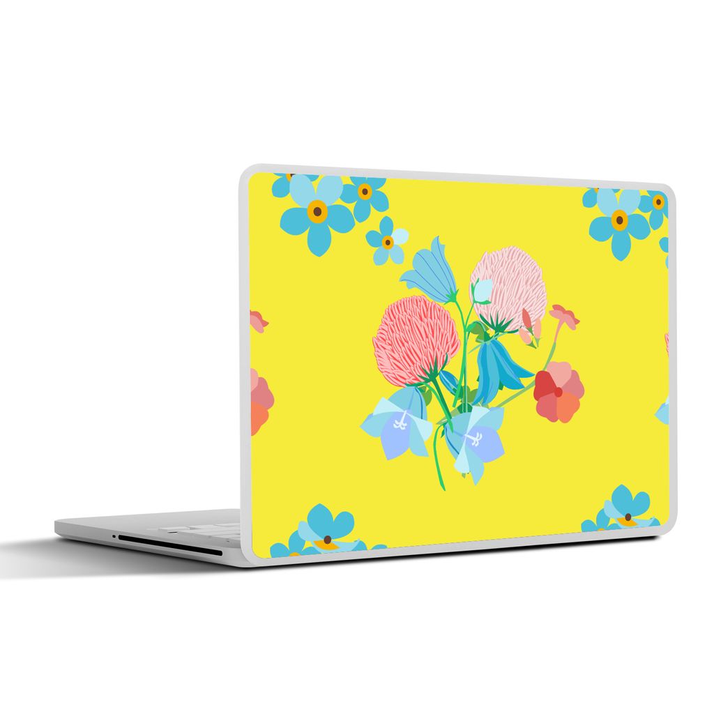 MuchoWow Laptop Aufkleber Sticker Cover Blumen - Blumenstrauß - Frühling - Muster 36.5x27.5 cm - Laptop-Sticker