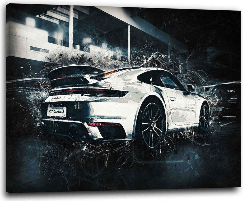 Auto Sportwagen Pop Art Wandbild Leinwandbild Kunstwerk XL Dekoration: 120x80x2cm