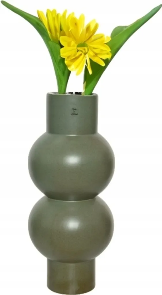 Vase décoratif pour fleurs séchées en argile verte 43cm - Déco Home