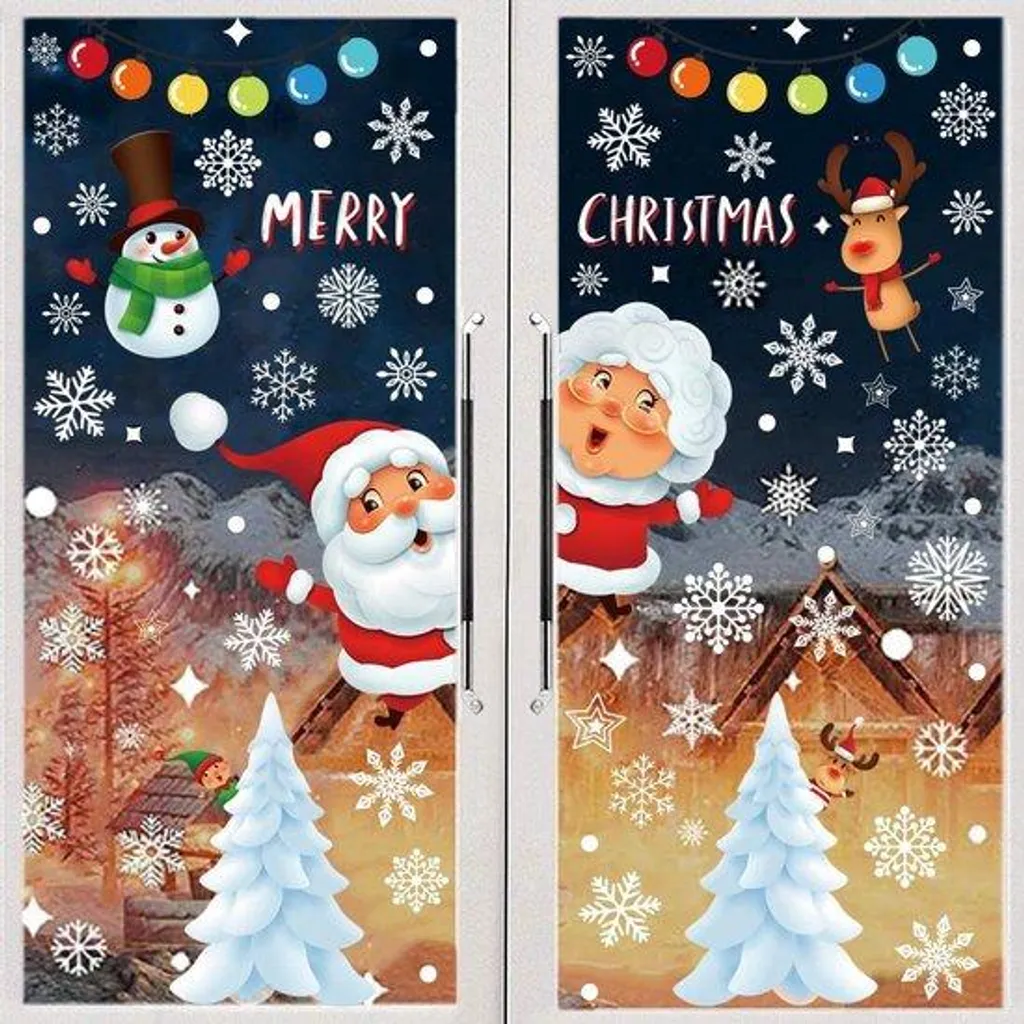 Autocollants Père Noël repositionnables en PVC, décor de vitres sans résidus