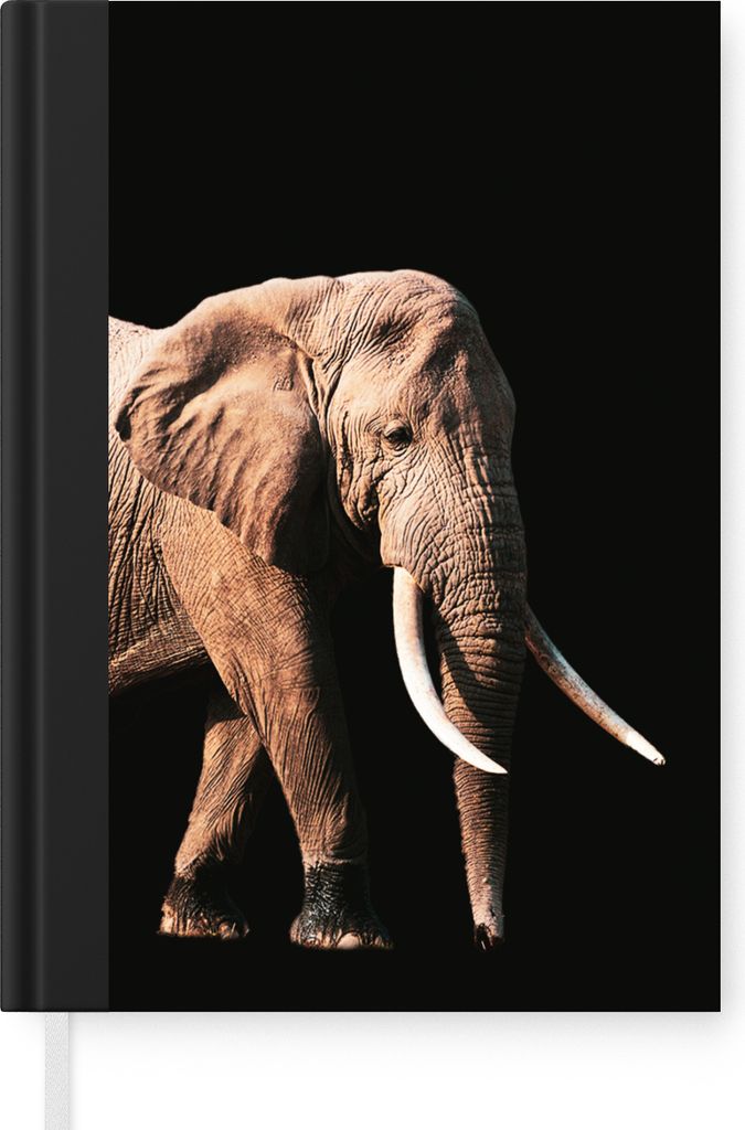 MuchoWow Notizbuch Tagebuch Haushaltsbuch Notebook A5 Elefant - Schwarz - Grau - Notizblock - Notizheft - Notebook - Schreibblock - Papier