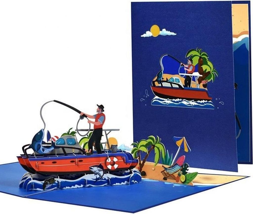3D-Pop-up-Sportgrußkarte - Angeln