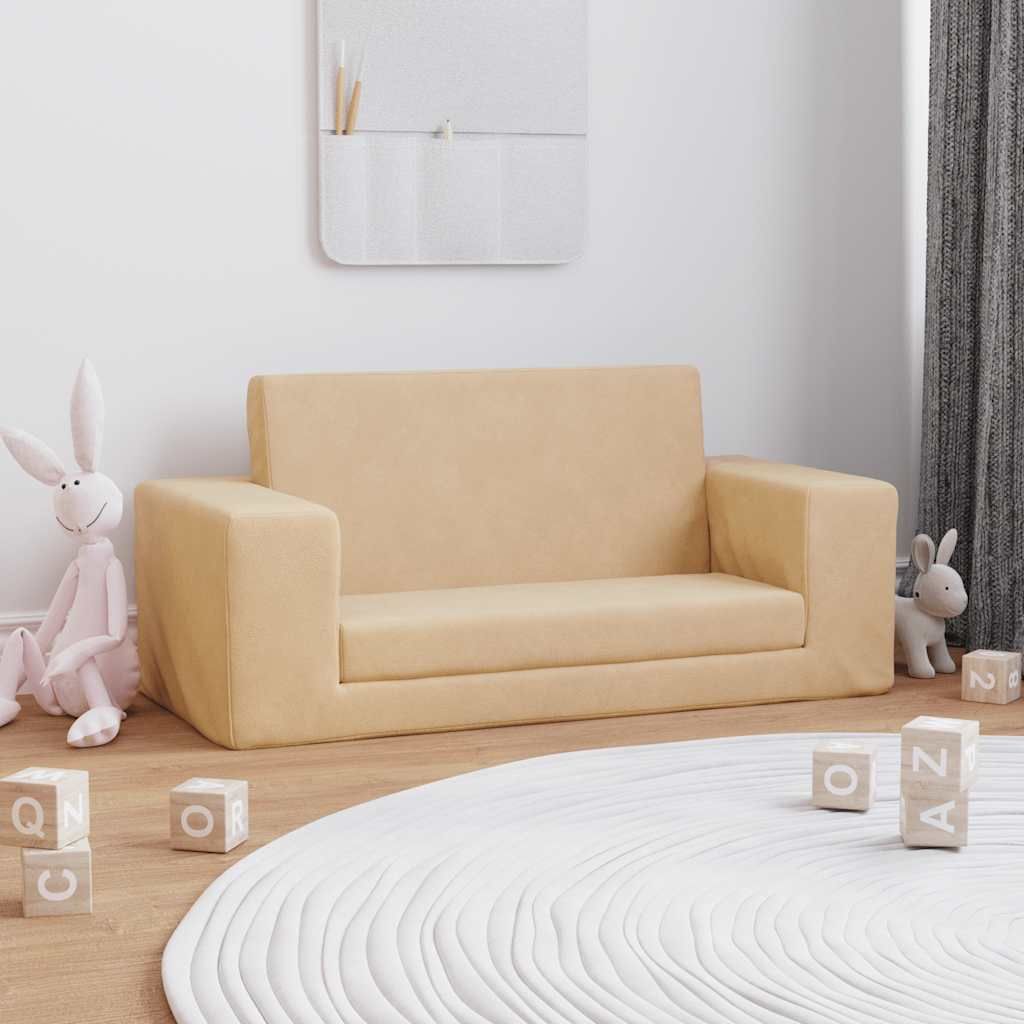 "2026 Promotion" Kinder-Schlafsofa 2-Sitzer Creme Weicher Plüsch - Kindersofas CC21678