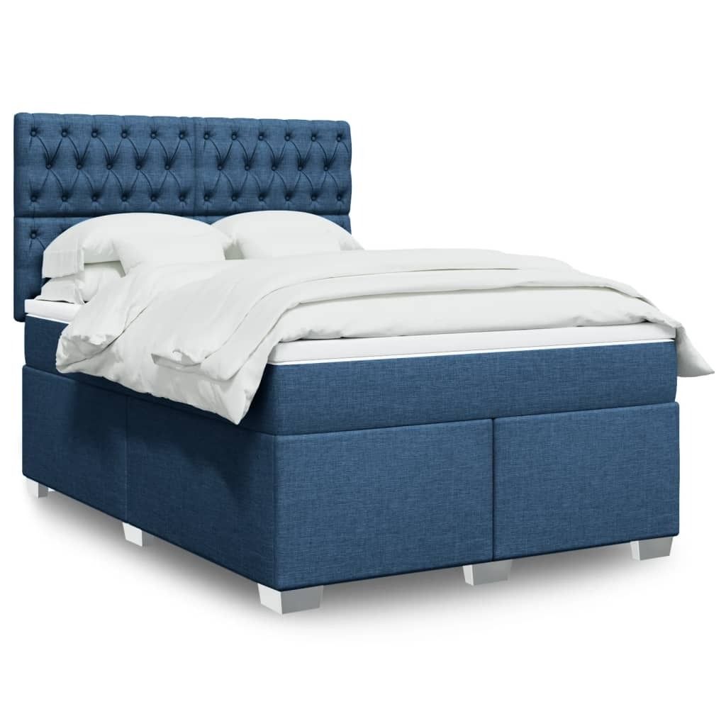 Maison Exclusive - Boxspringbett mit Matratze Blau 160x200 cm Stoff