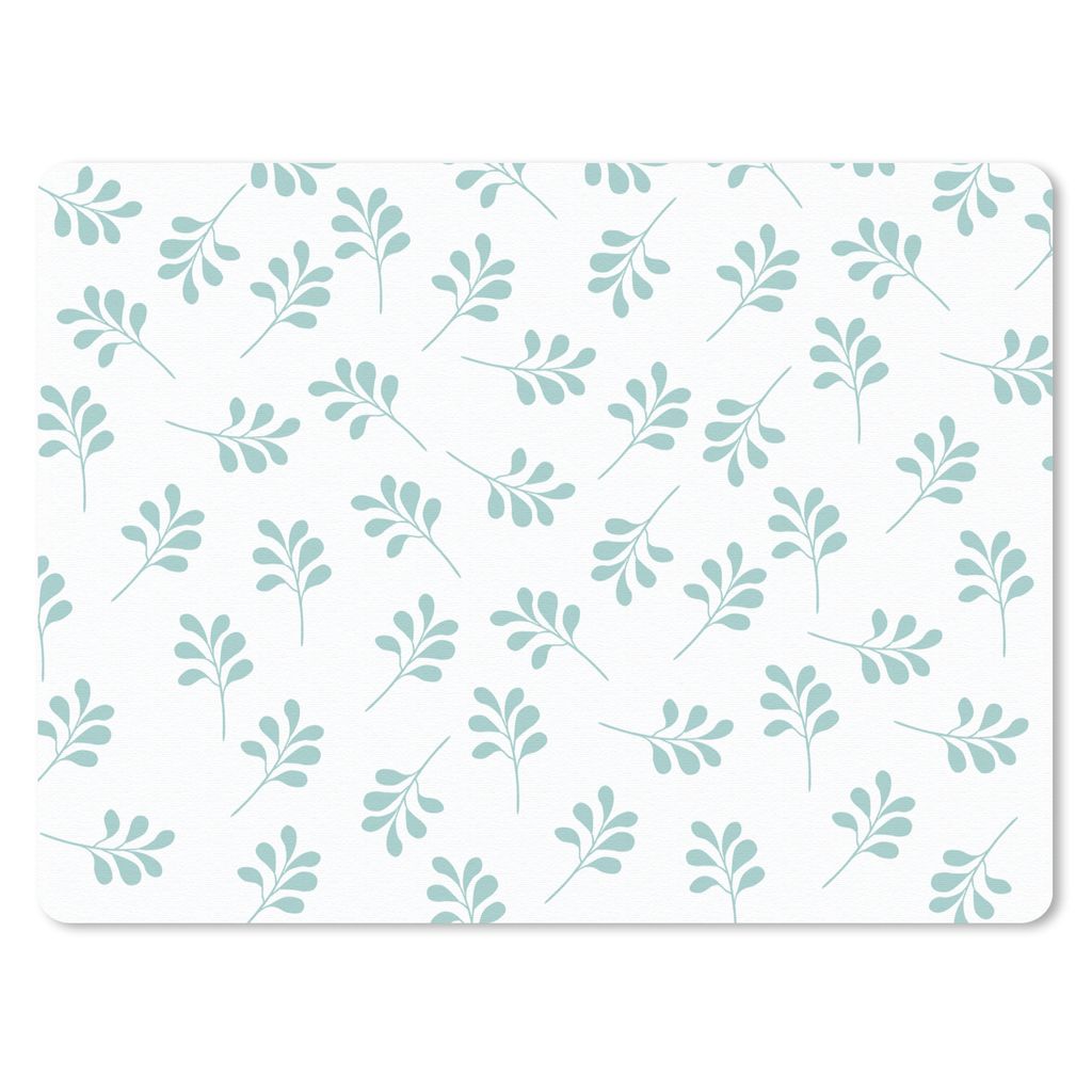 MuchoWow Mauspad Mousepad Blätter - Muster - Blau 23x19 cm - Mousepads - Maus Mat - Pad - Mausunterlage - Schreibtischunterlage - Mauspad