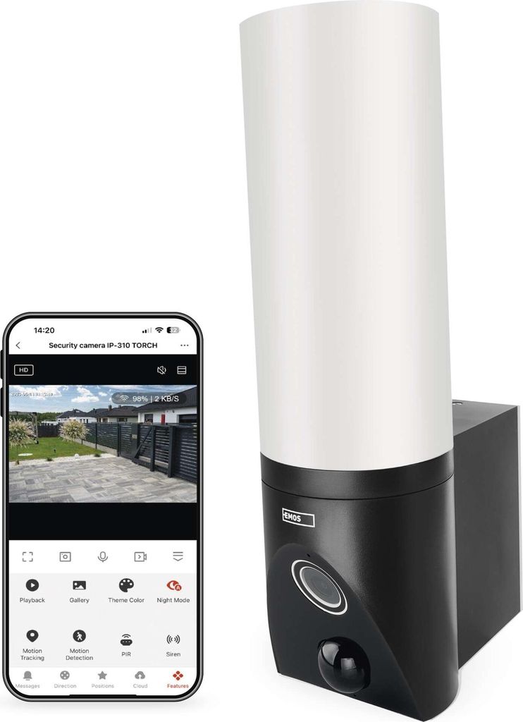 EMOS GoSmart Outdoor Überwachungskamera mit WiFi und App + 1200lm LED-Leuchte, rotierende 3 MP IP-Kamera mit Licht, H4065