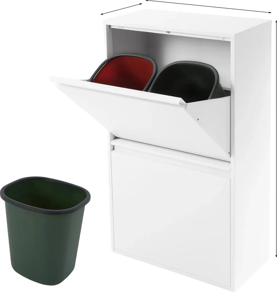 Poubelle tri sélectif blanc anti-odeur spécial petit espace de cuisine