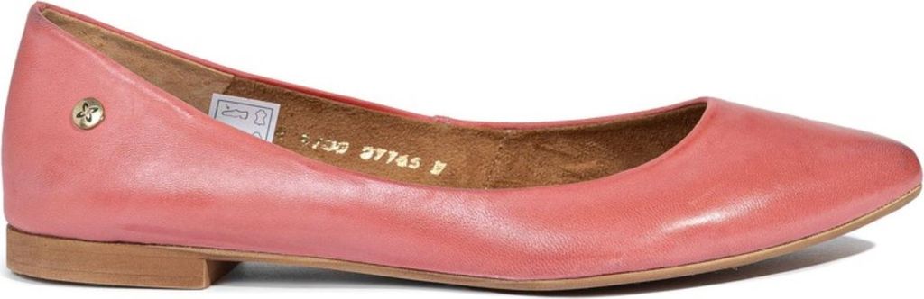 Korallenrosa Leder Ballerinas mit mandelförmiger Spitze, 1 cm Absatzhöhe