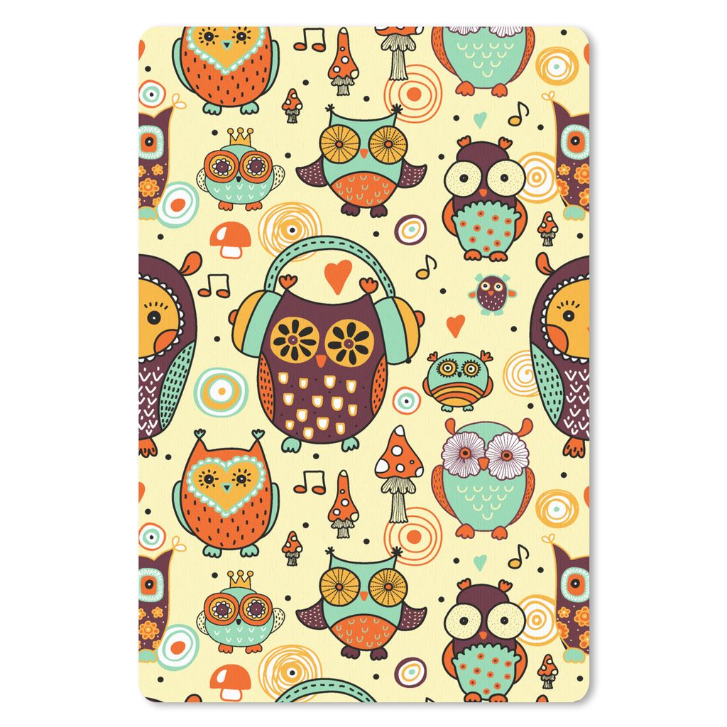 MuchoWow Mauspad Mousepad Eule - Kopfhörer - Muster 18x27 cm - Mousepads - Maus Mat - Pad - Mausunterlage