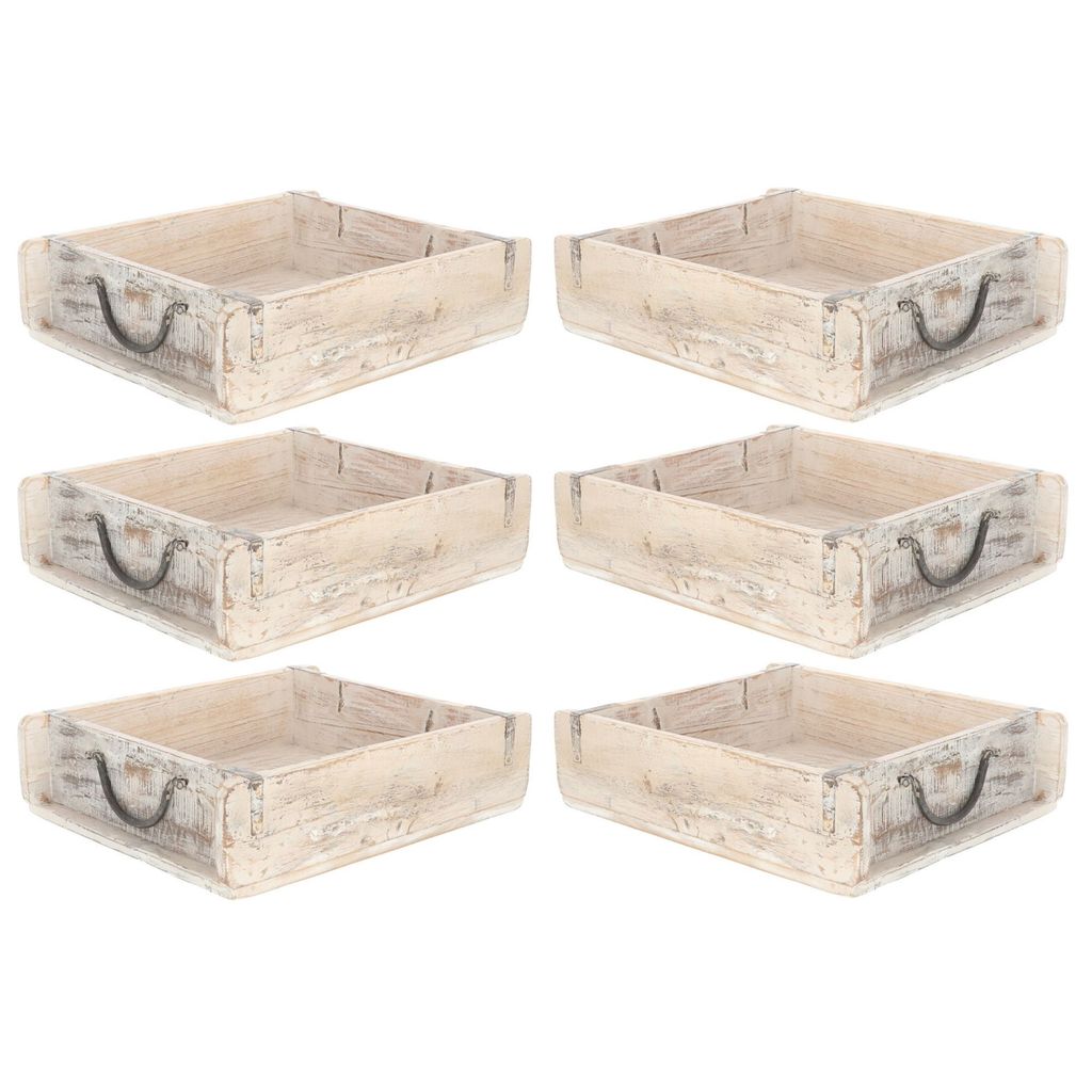 Novaliv 6x Holzkiste Vintage Weiß 30 x 25 x 8 cm Alte Ziegelform Holz Groß Allzweckkiste aus recyceltem Altholz Jede Form EIN Unikat – Vintage ...