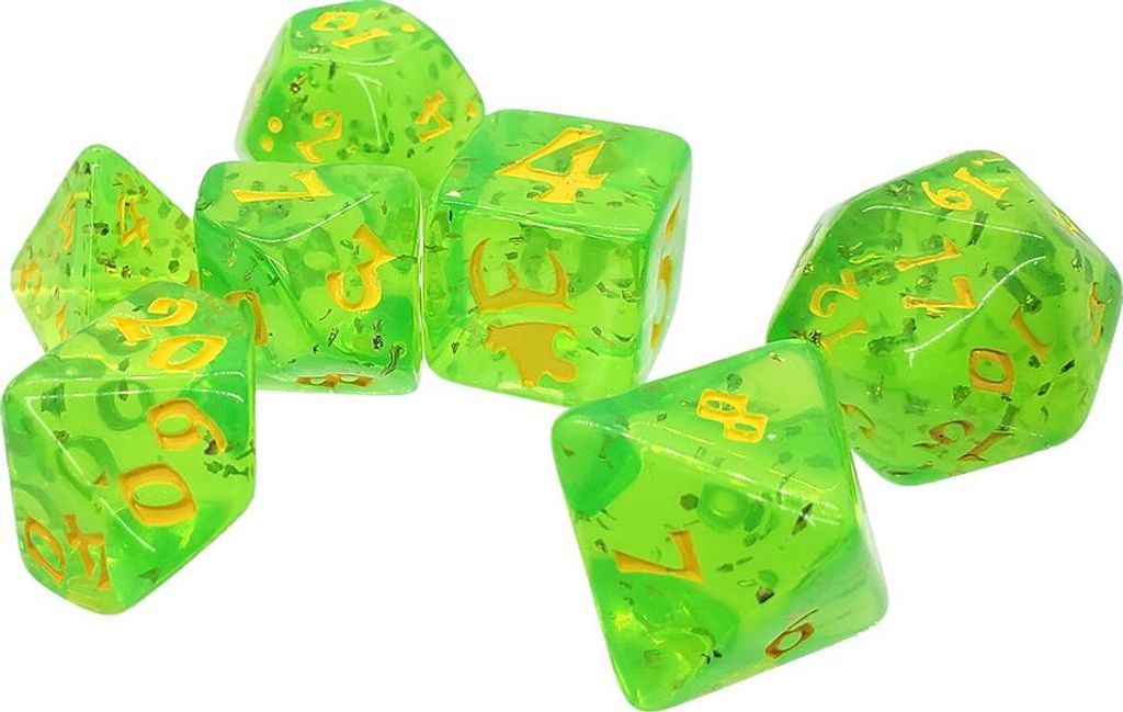 Munchkin Polyhedral Dice Set Green/Yellow - Würfel - ENG Edition