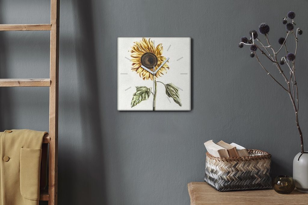 Coloray Hodiny Unikátní 30x30 cm Tiché hodiny Pro obývací pokoj a kuchyň Nástěnné hodiny Plátno Bílé ručičky hodin - Sázet květiny