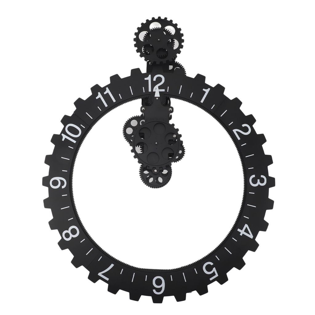 A 3D clock with gears, displayed against a white background.