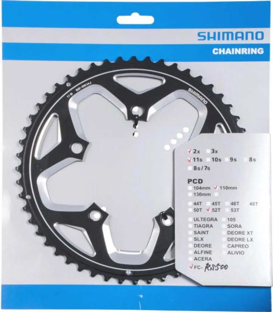 Réparation Transmission : Pignon Shimano FC-RS500 52 Dents Noir Efficace