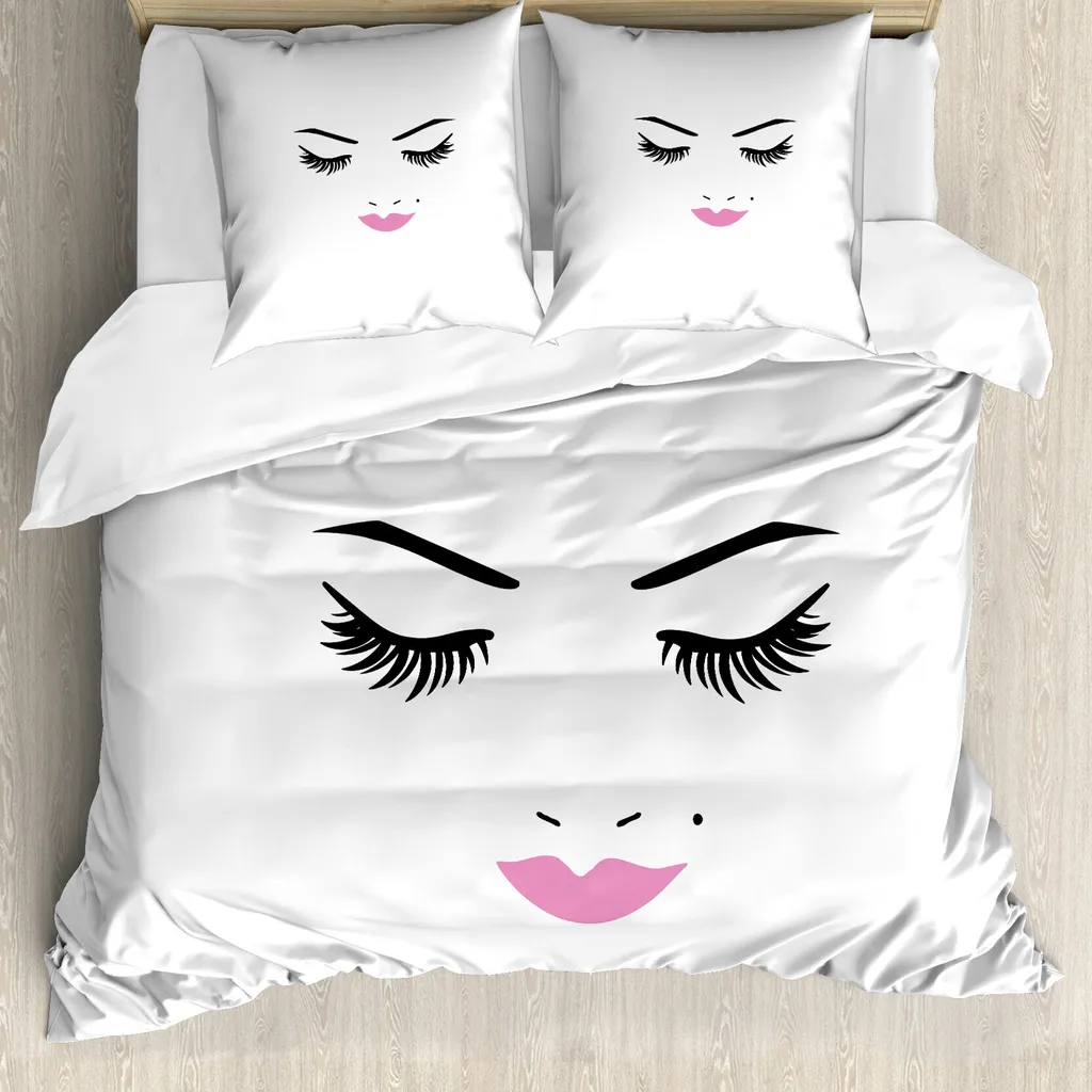 Parure de lit fuchsia et noire 200x200 cm avec housse et taies d'oreiller