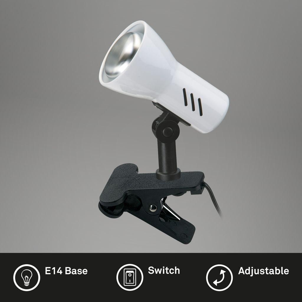 Klemmleuchte Klemmlampe 1xE14 schwenkbar Schnurschalter Produktbild 