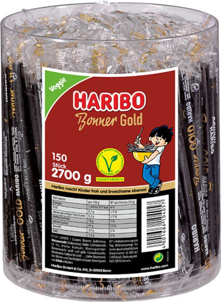 Haribo Bonner Gold liquirizia 150 bastoncini di liquirizia Immagine del prodotto 