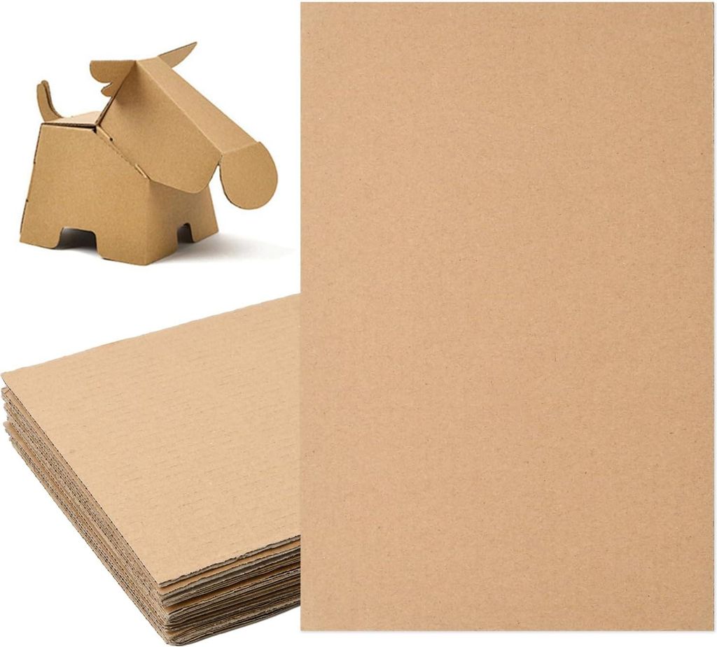 Wellpappe für Bastelarbeiten - Packung mit 10 - 3 mm dicke Pappblätter A4 (210 x 300 mm) für Versand, Kunst und Verpackung - Braun