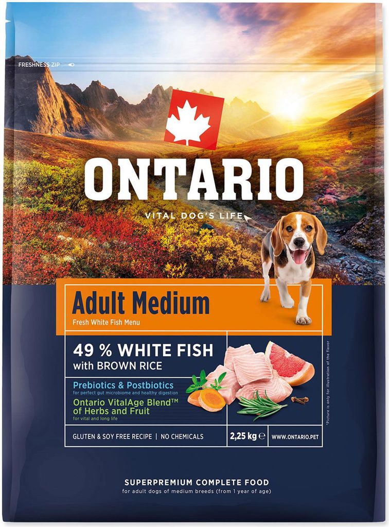 Ontario Adult Medium Fish & Brown Rice 2,25 kg