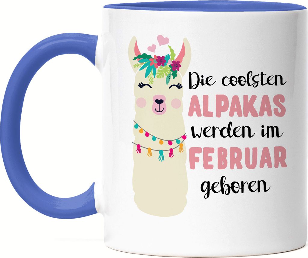 Die Coolsten Alpakas Werden im Februar Geboren Tasse Blau Wunschmonat Geschenkidee Geburtstag