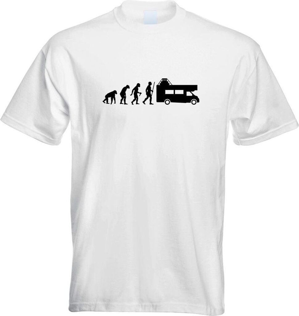 Kiwistar - T-Shirt - Weiss - Wohnmobil Evolution Motiv Bedruckt Funshirt Design Print - mit Motiv Bedruckt - Funshirt Design - Sport - Freizeit - H...