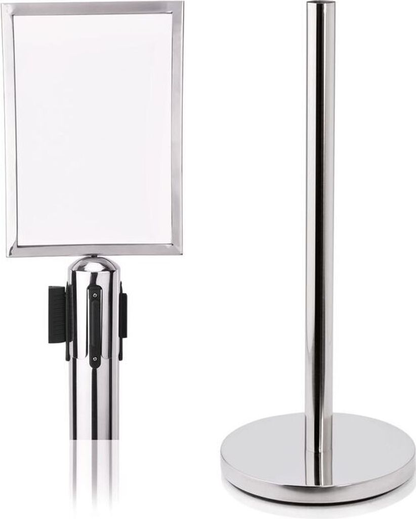 Abgrenzungspfosten + Schilderhalter Gurtanschlüsse mit 4 Wege System Edelstahl Highflex