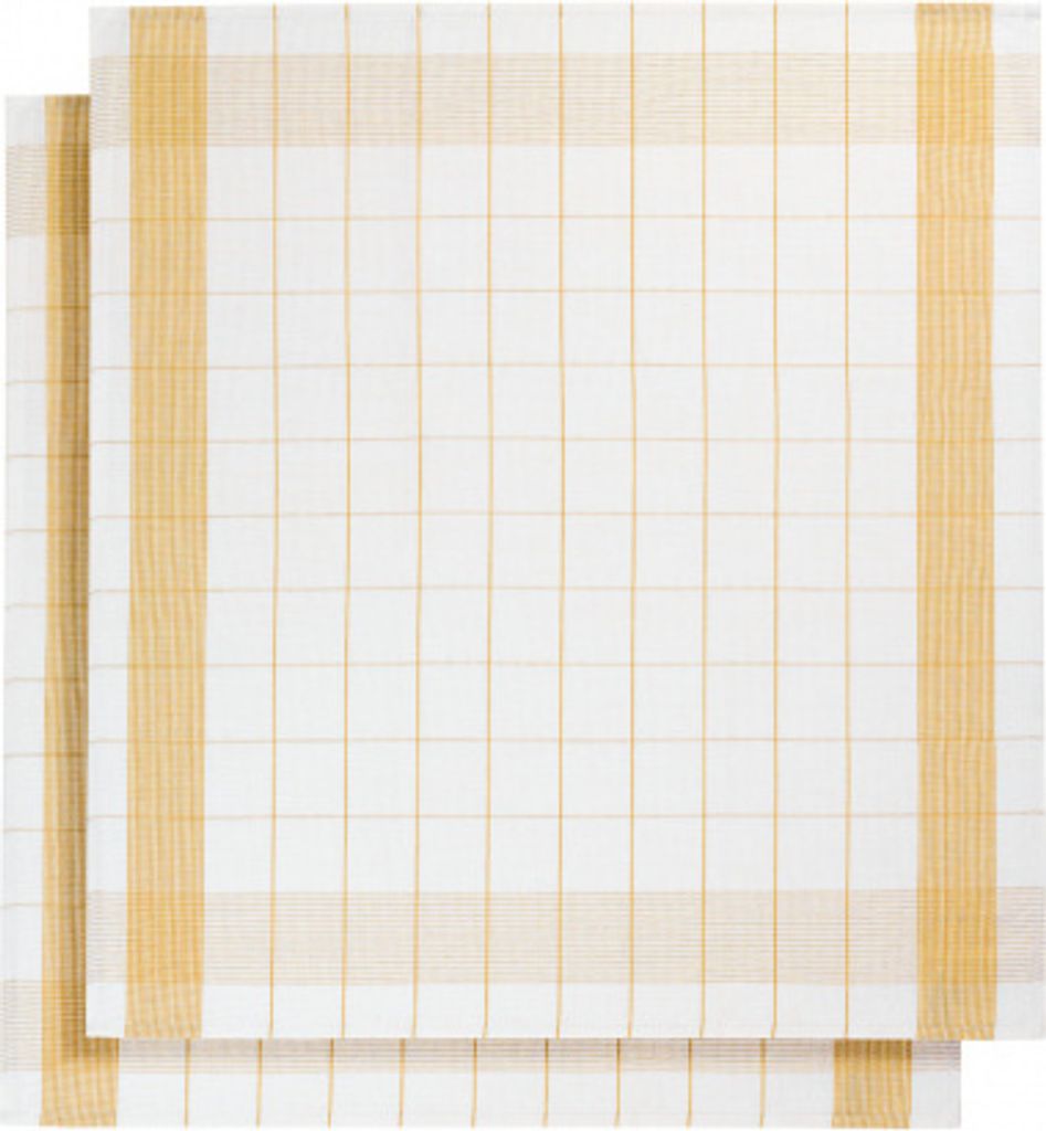 küchentuch 65x65 cm Baumwolle/Leinen weiß/Ockergelb 2 Stück