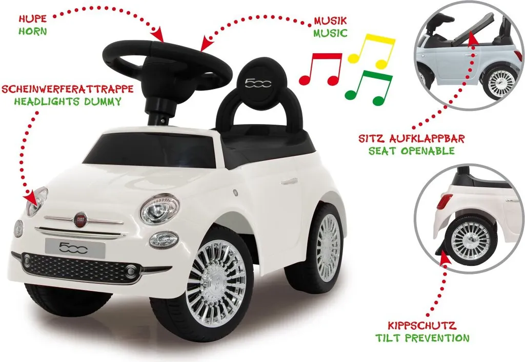 Fiat 500 blanche à pédales : le jouet robuste pour bouger sans écran