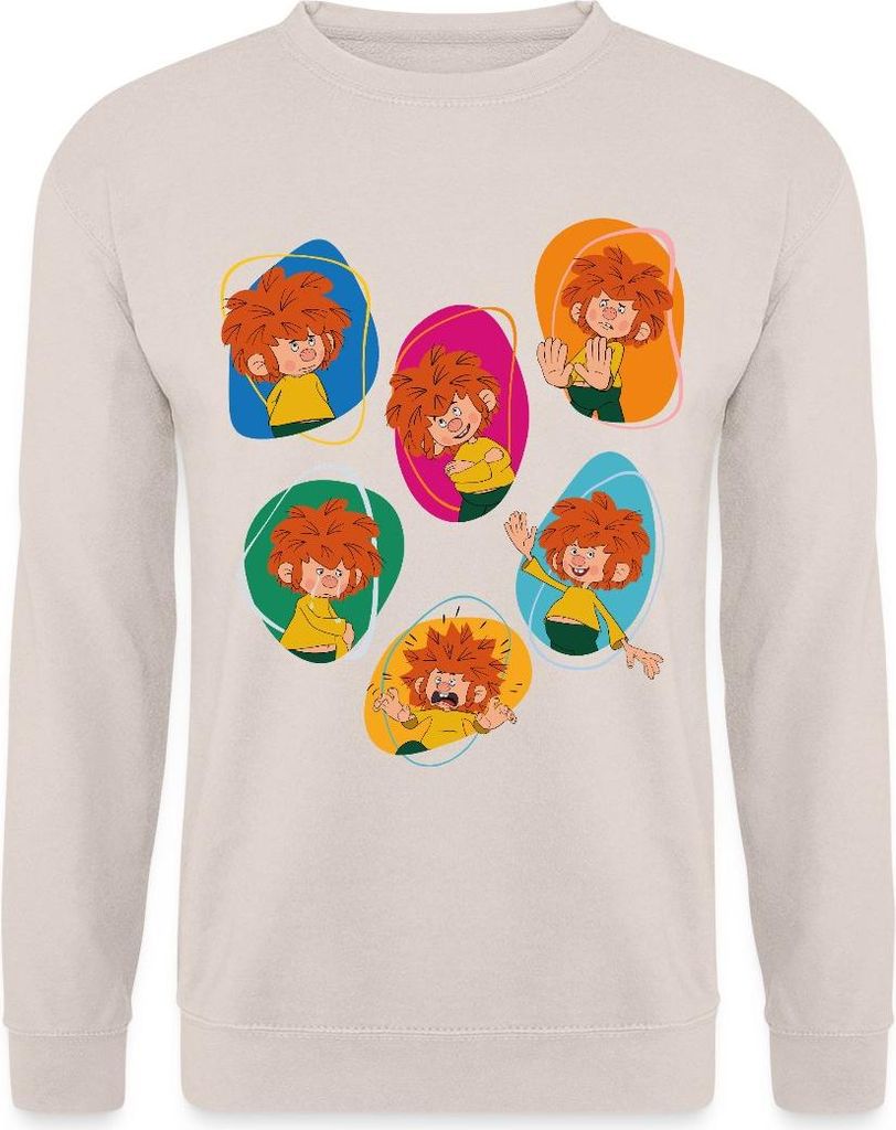 Spreadshirt Pumuckl Zeigt Verschiedene Emotionen Uni Pullover, XXL, Sand