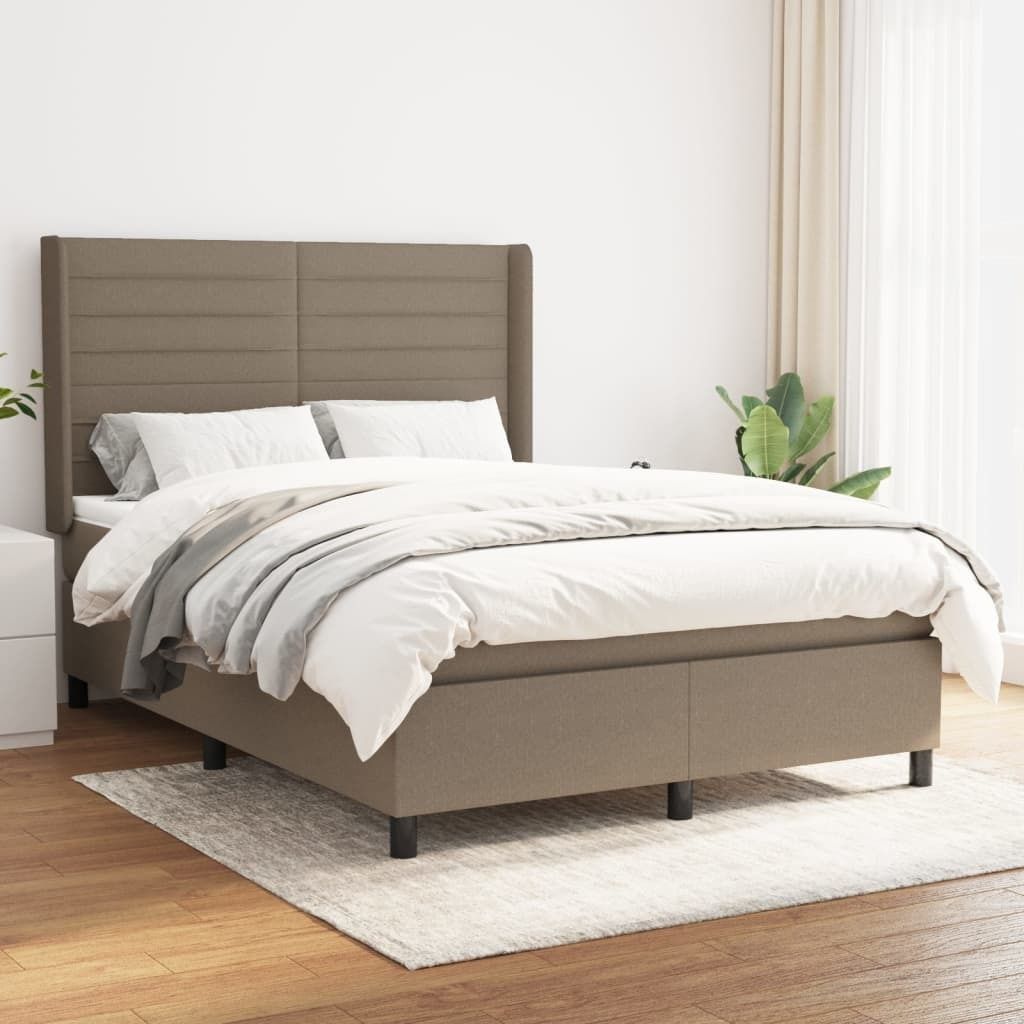 The Living Store Boxspringbett mit Matratze Taupe 140x190 cm Stoff