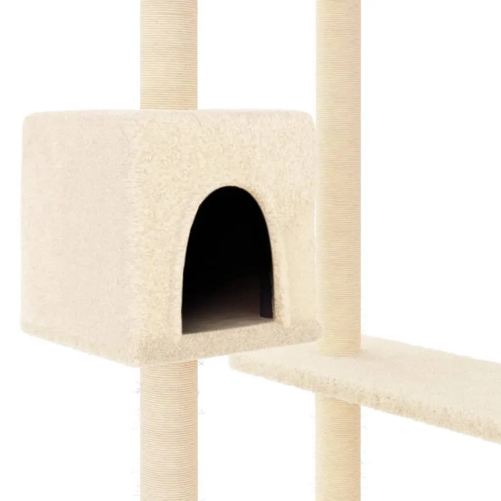 Arbre à chat stable 82 cm crème pour petit espace et chat actif
