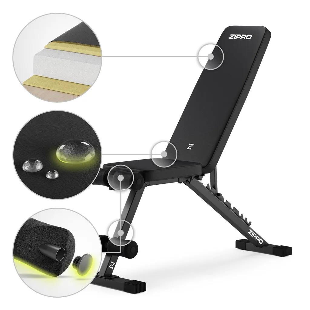 Banc d'entraînement réglable ZIPRO Stride noir pliable musculation - 9
