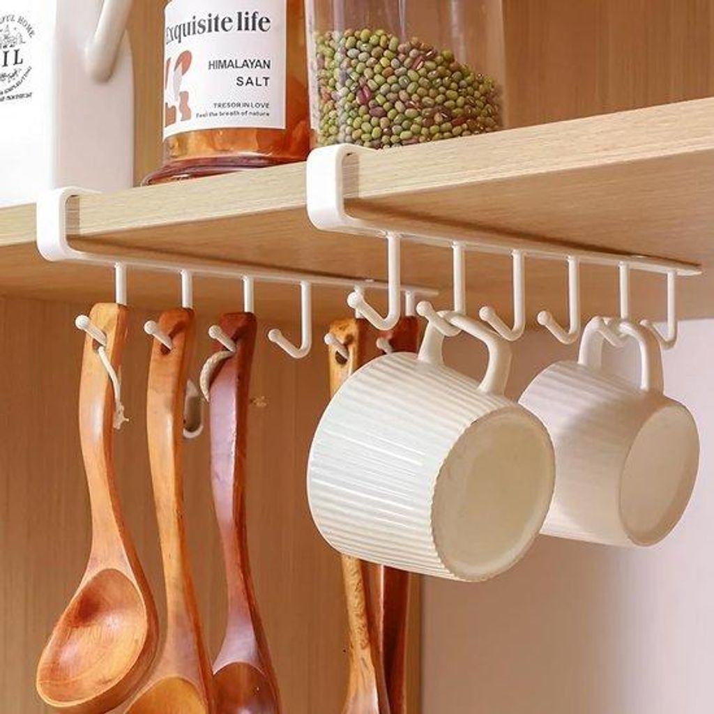 Set aus 3 Becherhaltern, hangender Becherrek, Bohren nicht notwendig, Küchenbecherhalter mit Selbstklebenden Haken für Tassen, Weingläser, Löff...