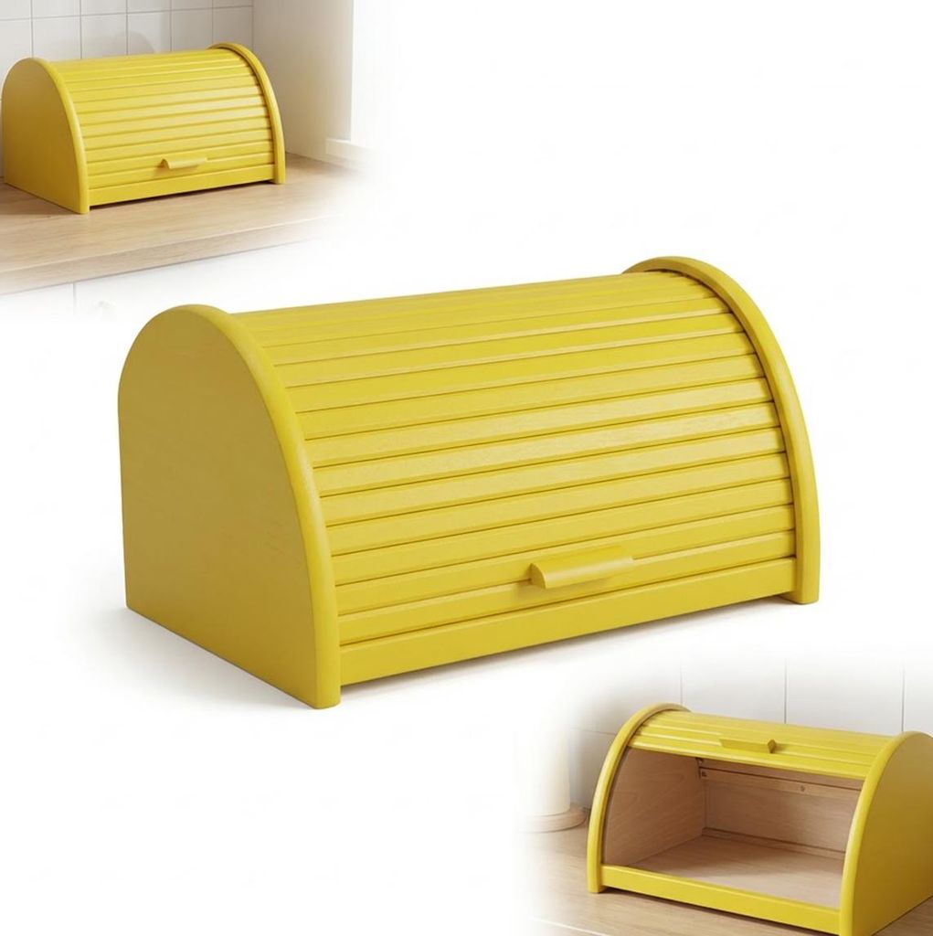 HOLZBROTKORB BEHÄLTER FÜR BROT Brötchen modern GELB