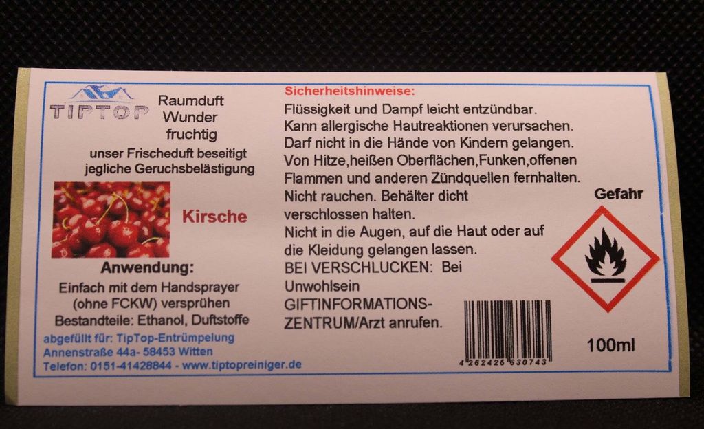 Raumduft - Wunder - 100ml - fruchtig - mehrere Duftnoten zur Auswahl – Kirsche