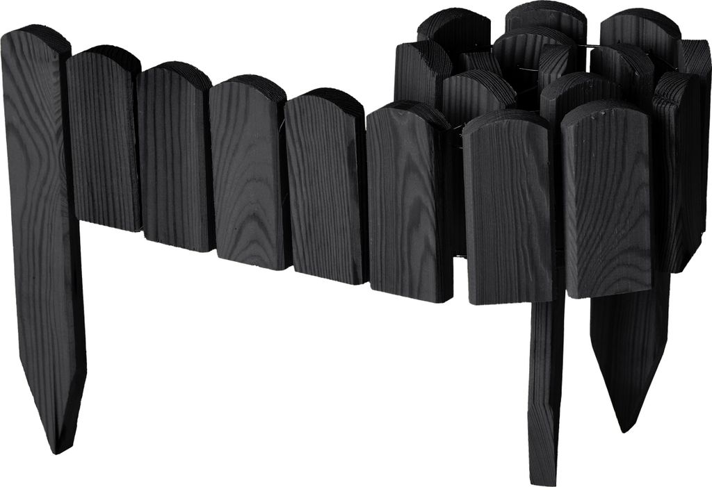 Garronda Beeteinfassung Holz Rollzaun Gartenzaun imprägniert Flexibler Rollborder Rasenkante Länge: 100 cm (Graphite, Höhe: 10 cm)