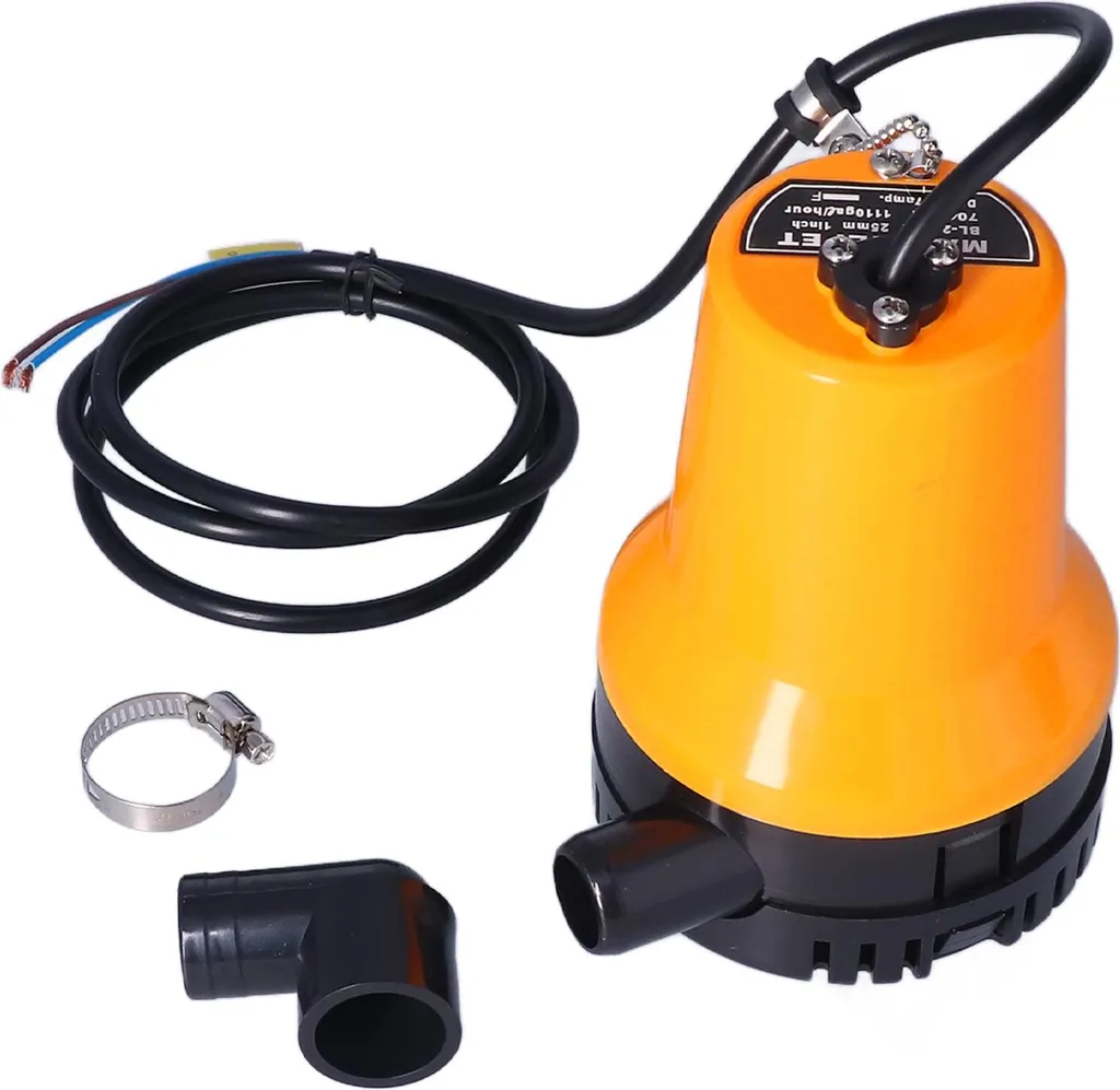 Pompe de cale 12V 5400 tr/min avec arbre horizontal et ailettes robustes
