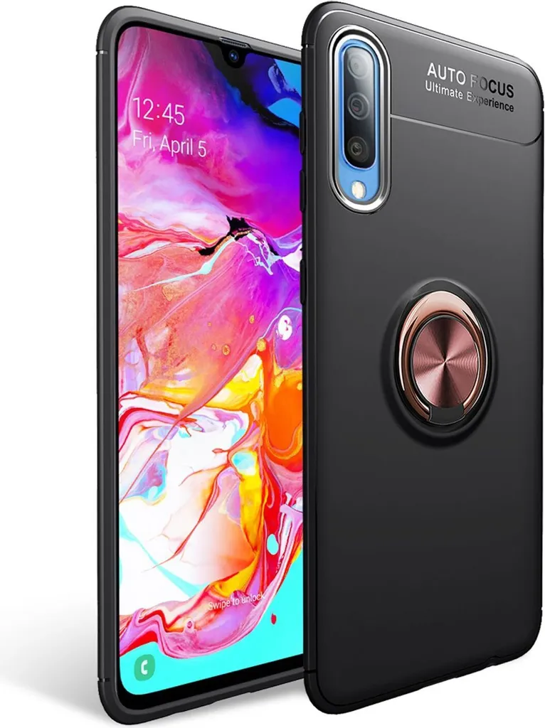 NALIA Case Samsung A70 Ring Holder | Cover TPU Antiurto Oro Rosa