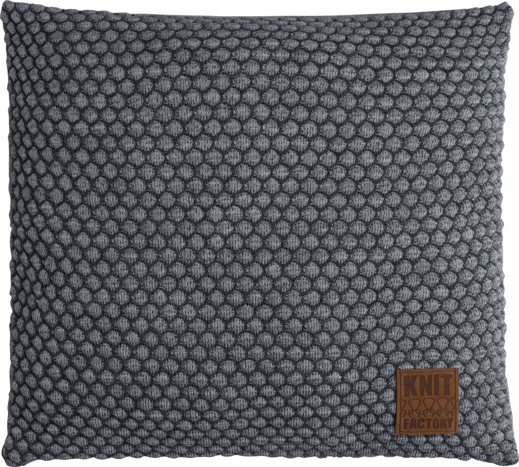 Knit Factory Juul Kissen - Anthrazit/Grau - 50x50 cm Produktbild 