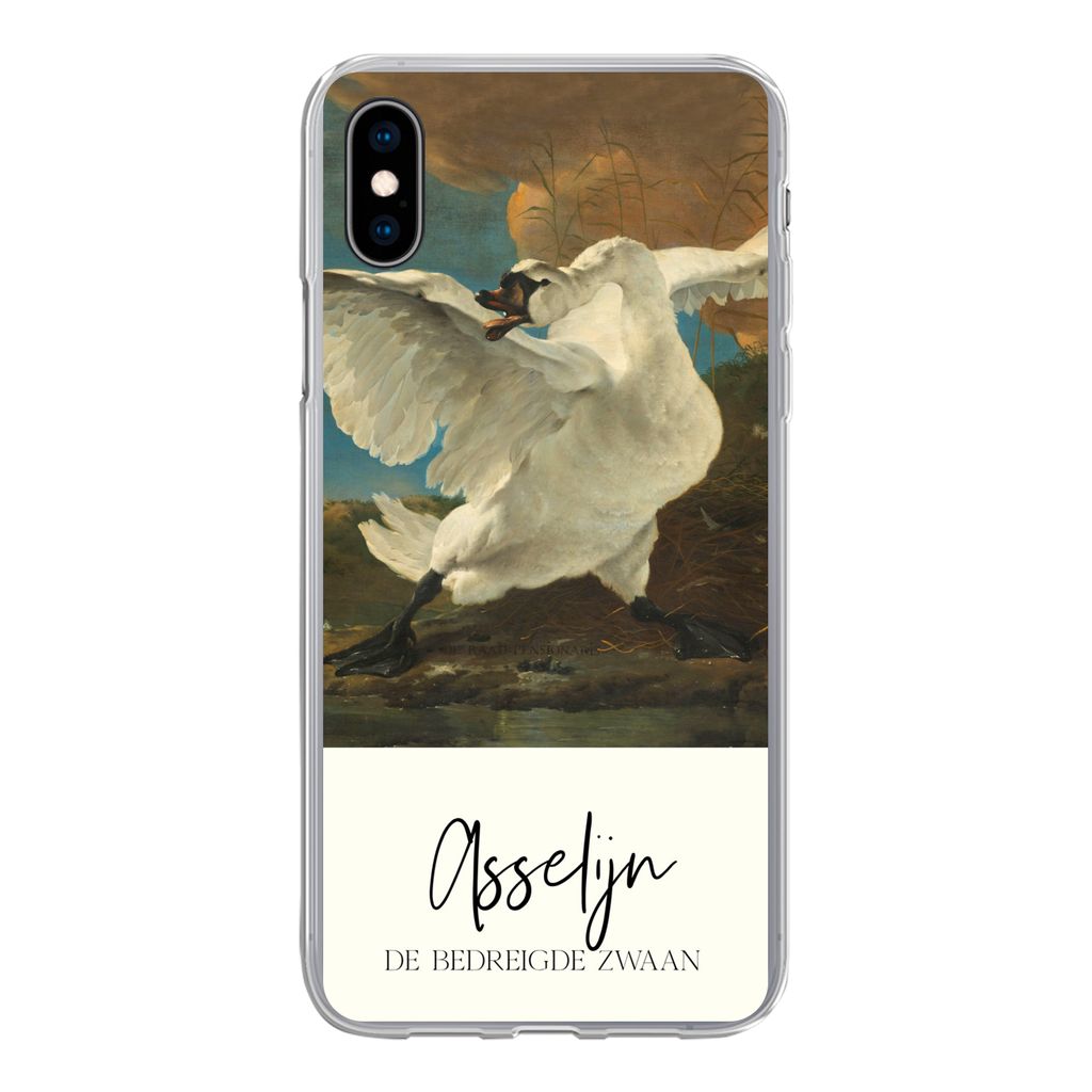 MuchoWow Handyhülle Schutzhülle Hülle für iPhone Xs Der gefährdete Schwan - Asselijn - Alte Meister Silikon Softcase Handy Hülle - Handytasche