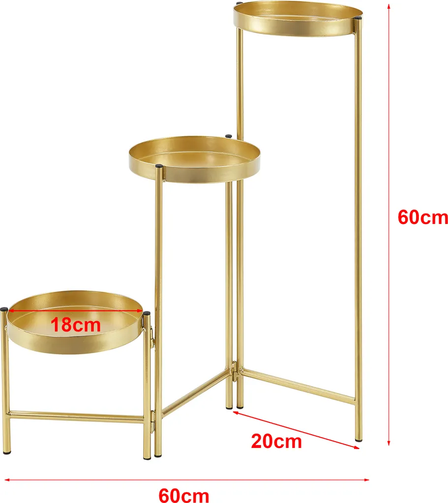 Support fleurs pliable Kallo 3 bacs métal laiton design modulable