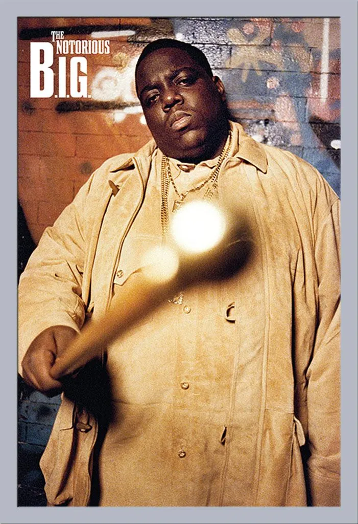 Poster Notorious B.I.G. sous Cadre Argenté Shinsuke en Vitre Acrylique