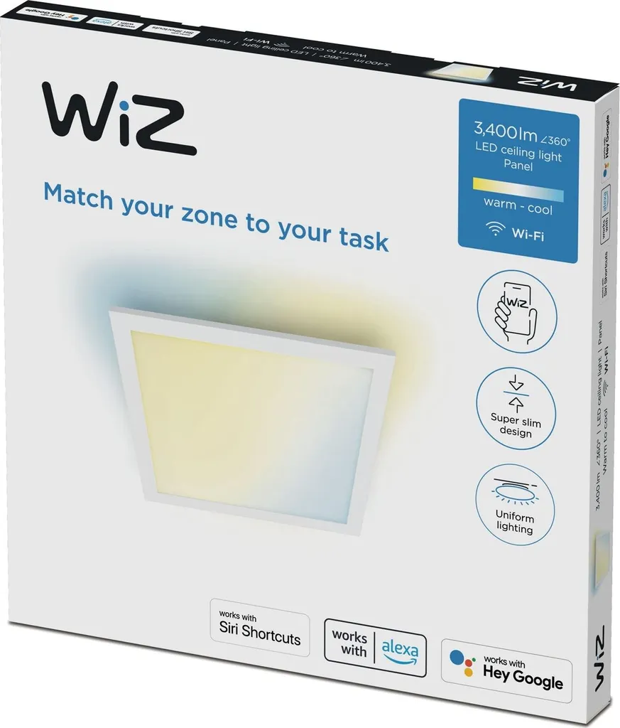 Panneau LED WiFi Carré 36W 3400lm - Plafonnier Connecté Blanc Variable - 9