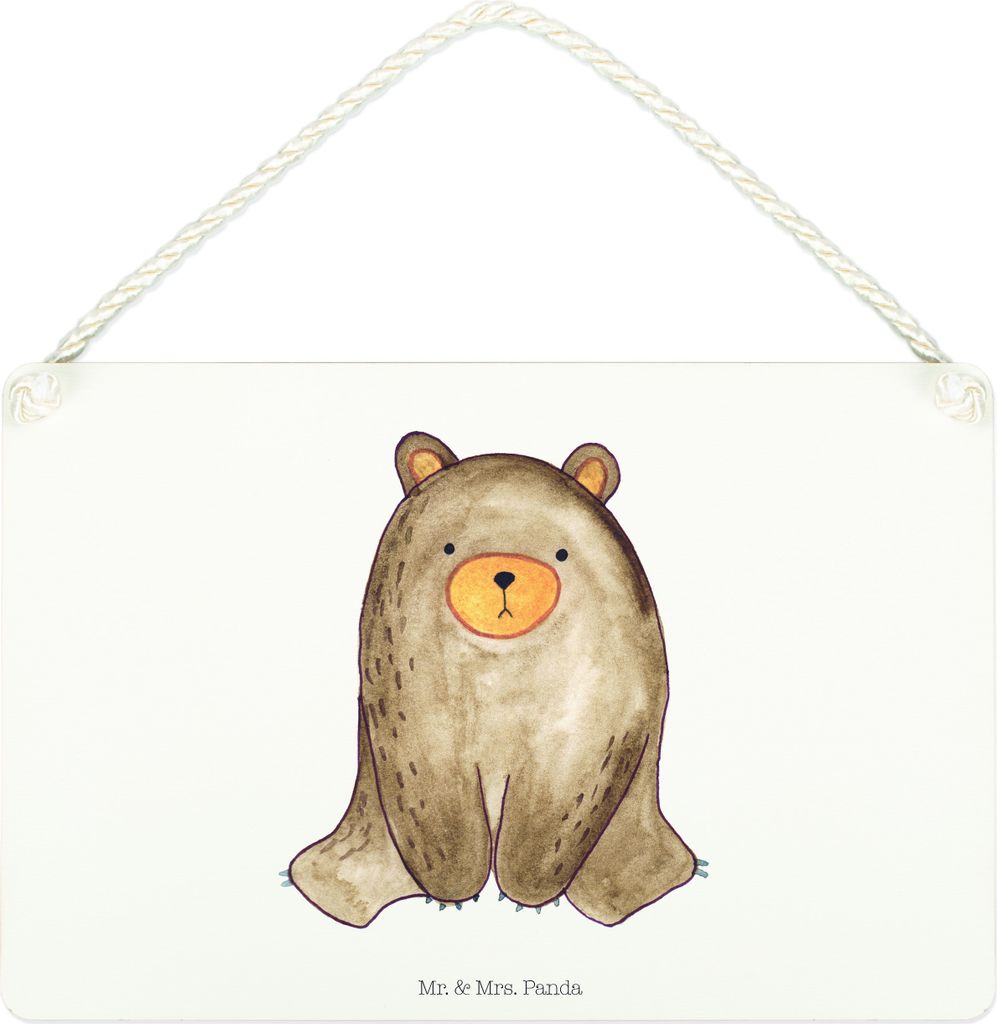 Mr. & Mrs. Panda Schild Bär sitzend DIN A4 - Weiß - Geschenk, Türschild, Wandbild Holz, kleine aufmerksamkeit, Teddy, holzbild, Deko Wandtafel