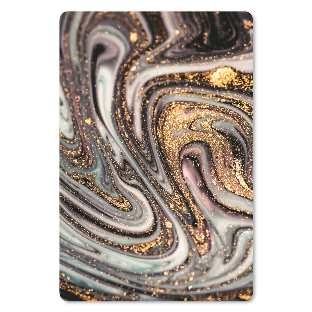 MuchoWow Mauspad Mousepad Marmoroptik - Gold - Glitter - Luxus - Marmor - Weiß 18x27 cm - Mousepads - Maus Mat - Pad - Mausunterlage