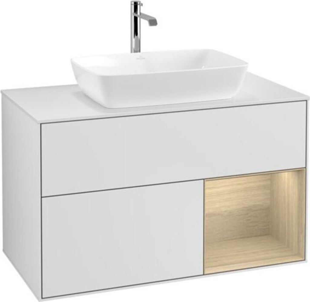 V&B Waschtischunterschrank Wandbeleuchtung Finion 100, Pl wh. m, Reg Oa ven, wh. m Lac