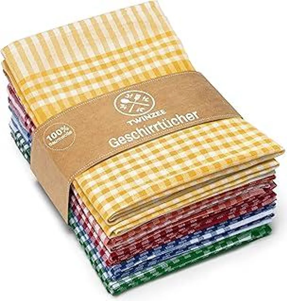 Twinzee Set 10 Strofinacci Cotone 100% Oeko-TEX 67x47cm | Retro Chic